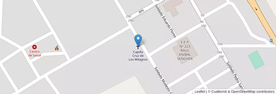 Mapa de ubicacion de Capilla Cruz de Los Milagros en アルゼンチン, チャコ州, Departamento Sargento Cabral, Municipio De Capitán Solari, Capitán Solari.