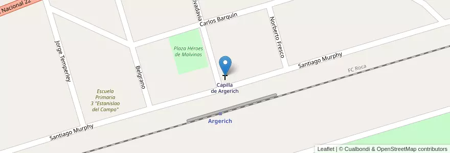 Mapa de ubicacion de Capilla de Argerich en Argentine, Province De Buenos Aires, Partido De Villarino.