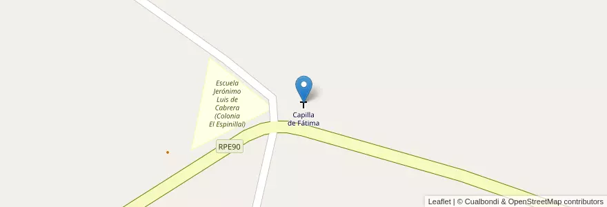 Mapa de ubicacion de Capilla de Fátima en アルゼンチン, コルドバ州, Departamento Río Cuarto, Pedanía Tegua.