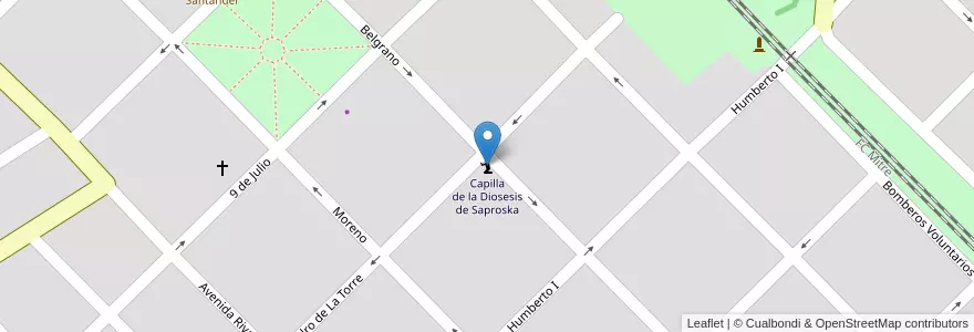 Mapa de ubicacion de Capilla de la Diosesis de Saproska en Arjantin, Santa Fe, Departamento Rosario, Municipio De Arroyo Seco, Arroyo Seco.