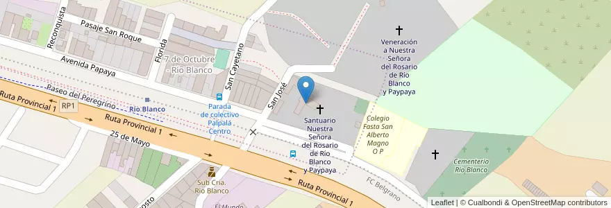 Mapa de ubicacion de Capilla de la Virgen del Rosario de Río Blanco y Paypaya en アルゼンチン, フフイ州, Departamento Palpalá, Municipio De Palpalá.