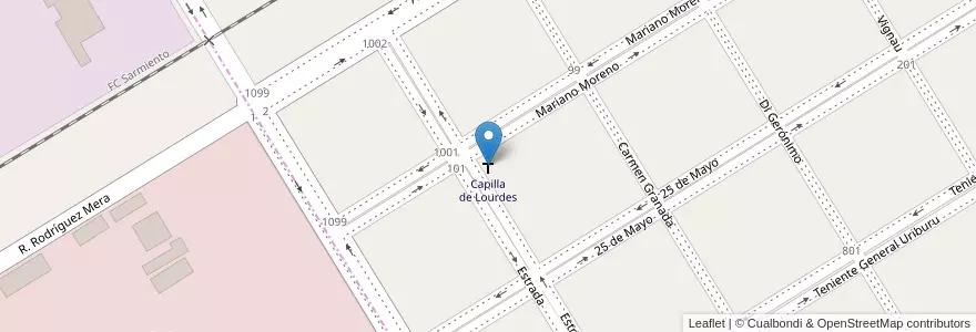 Mapa de ubicacion de Capilla de Lourdes en Arjantin, Buenos Aires, Partido De Trenque Lauquen, Cuartel Chacras De Trenque Lauquen, Trenque Lauquen.