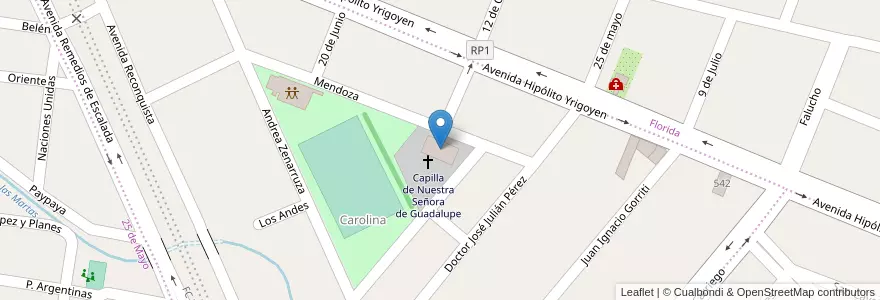Mapa de ubicacion de Capilla de Nuestra Señora de Guadalupe en アルゼンチン, フフイ州, Departamento Palpalá, Municipio De Palpalá.