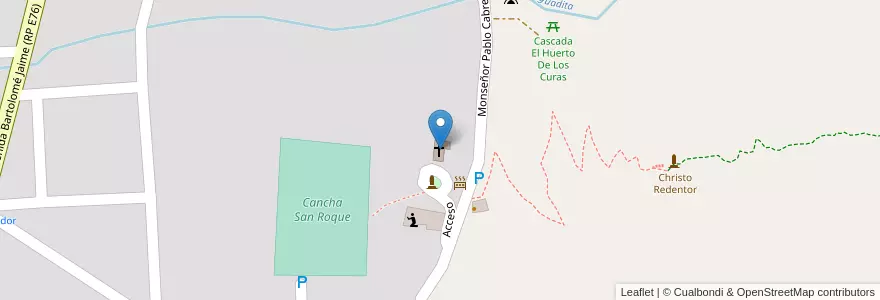 Mapa de ubicacion de Capilla De San Roque en آرژانتین, Córdoba, Departamento Punilla, Pedanía Dolores, Municipio De La Cumbre.