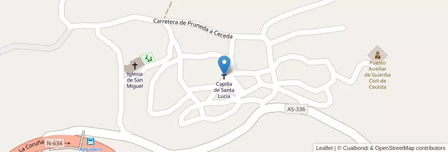 Mapa de ubicacion de Capilla de Santa Lucía en スペイン, アストゥリアス州, アストゥリアス州, Nava.