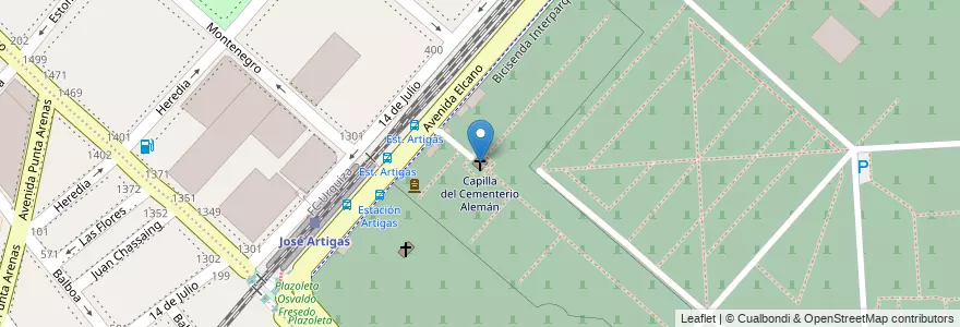 Mapa de ubicacion de Capilla del Cementerio Alemán, Chacarita en Аргентина, Буэнос-Айрес, Буэнос-Айрес, Comuna 15.