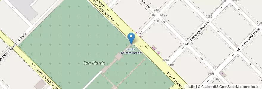 Mapa de ubicacion de capilla del cementerio en Argentinië, Buenos Aires, Partido De General San Martín, Villa Lynch.