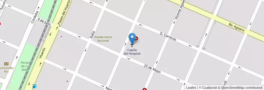 Mapa de ubicacion de Capilla del Hospital en Argentina, Córdoba, Departamento Colón, Pedanía Cañas.