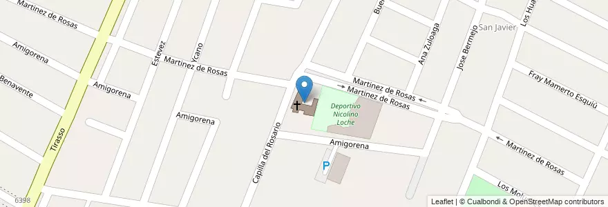 Mapa de ubicacion de Capilla del Rosario en Arjantin, Şili, Mendoza, Departamento Guaymallén.