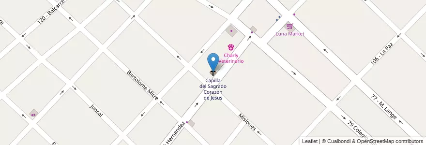 Mapa de ubicacion de Capilla del Sagrado Corazon de Jesus en الأرجنتين, بوينس آيرس, Partido De General San Martín, Villa Ballester.