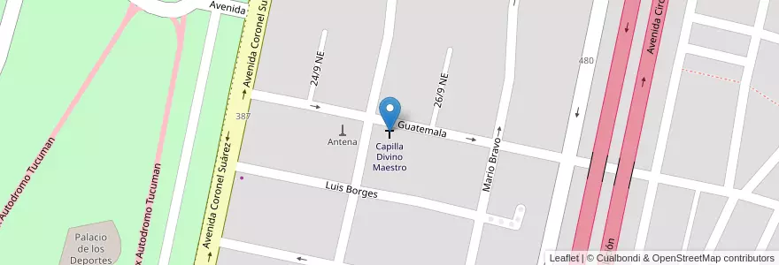 Mapa de ubicacion de Capilla Divino Maestro en 阿根廷, Tucumán, San Miguel De Tucumán, Departamento Capital, San Miguel De Tucumán.