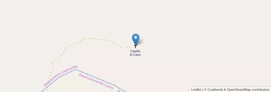 Mapa de ubicacion de Capilla El Cano en Argentina, Córdova, Departamento Calamuchita, Pedanía Río De Los Sauces.
