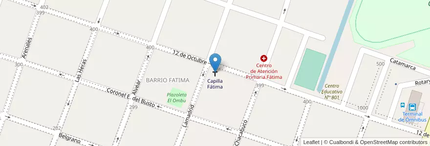 Mapa de ubicacion de Capilla Fátima en 아르헨티나, 부에노스아이레스주, Partido De Bragado, Bragado.