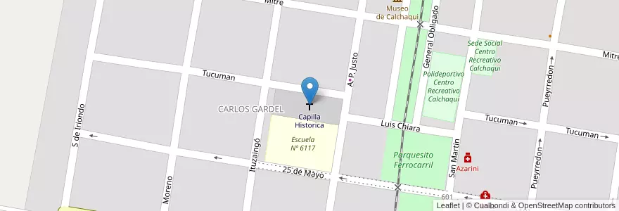 Mapa de ubicacion de Capilla Historica en アルゼンチン, サンタフェ州, Departamento Vera, Municipio De Calchaquí.