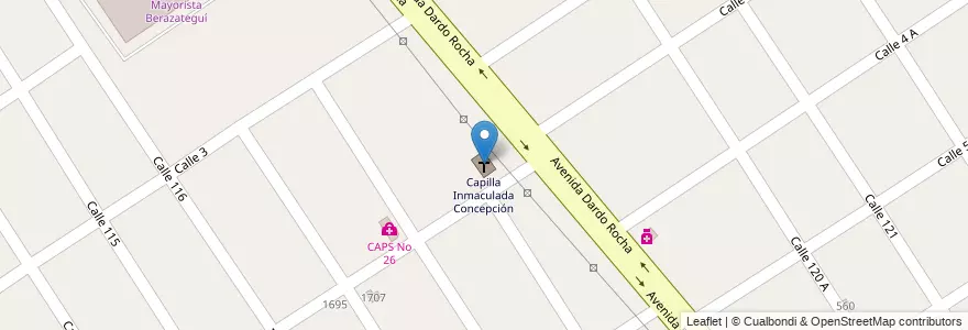 Mapa de ubicacion de Capilla Inmaculada Concepción en Arjantin, Buenos Aires, Partido De Berazategui, Berazategui.