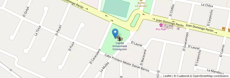 Mapa de ubicacion de Capilla Inmaculada Concepcion en アルゼンチン, ブエノスアイレス州, Partido De La Matanza, Ciudad Evita.