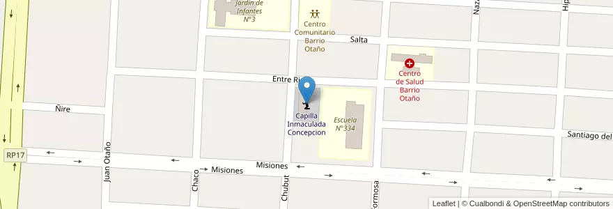 Mapa de ubicacion de Capilla Inmaculada Concepcion en الأرجنتين, تشيلي, نيوكوين, Departamento Confluencia, Municipio De Plaza Huincul.