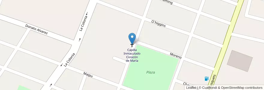 Mapa de ubicacion de Capilla Inmaculado Corazón de María en Arjantin, Şili, Mendoza, Departamento Junín, Distrito La Colonia.