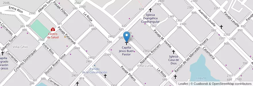 Mapa de ubicacion de Capilla Jesús Buen Pastor en Аргентина, Чако, Departamento San Fernando, Ресистенсия, Resistencia.