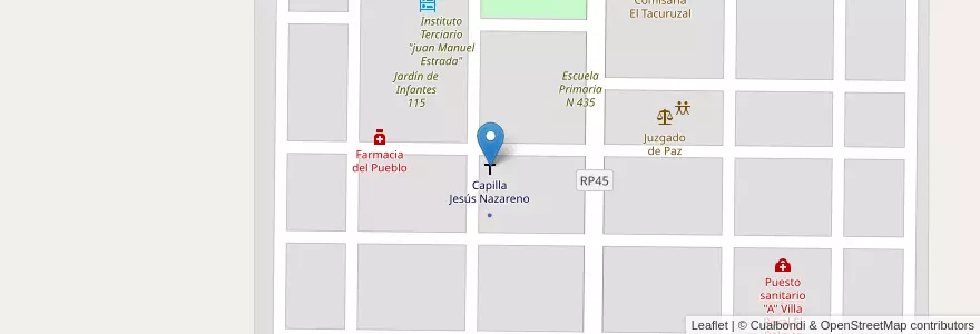 Mapa de ubicacion de Capilla Jesús Nazareno en الأرجنتين, Chaco, Departamento Quitilipi, Municipio De Quitilipi, Villa Rural El Palmar.