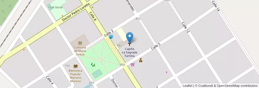 Mapa de ubicacion de Capilla La Sagrada Familia en Arjantin, Santa Fe, Departamento General López, Municipio De María Teresa, María Teresa.