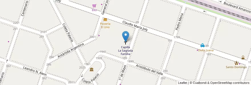 Mapa de ubicacion de Capilla La Sagrada Familia en アルゼンチン, ブエノスアイレス州, Partido De Moreno, Moreno.