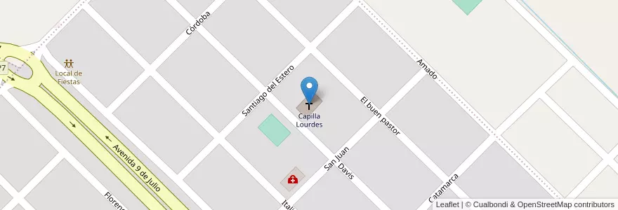 Mapa de ubicacion de Capilla Lourdes en Argentinië, Chubut, Departamento Rawson, Rawson.