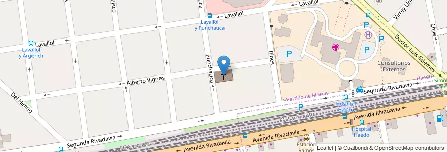 Mapa de ubicacion de Capilla María Inmaculada en 阿根廷, 布宜诺斯艾利斯省, Partido De Morón, Haedo.