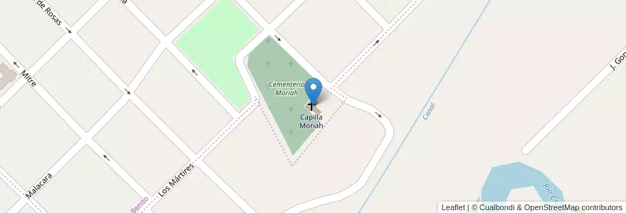 Mapa de ubicacion de Capilla Moriah en アルゼンチン, チュブ州, Trelew, Departamento Rawson.