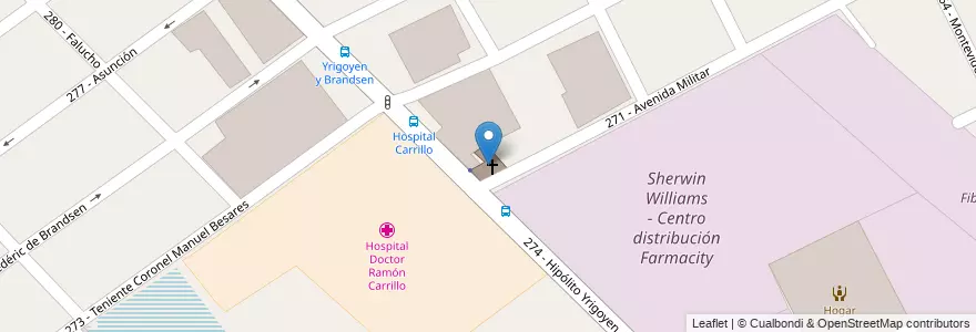 Mapa de ubicacion de Capilla Ntra. Señora de Fatima en الأرجنتين, بوينس آيرس, Partido De Tres De Febrero, Ciudadela.