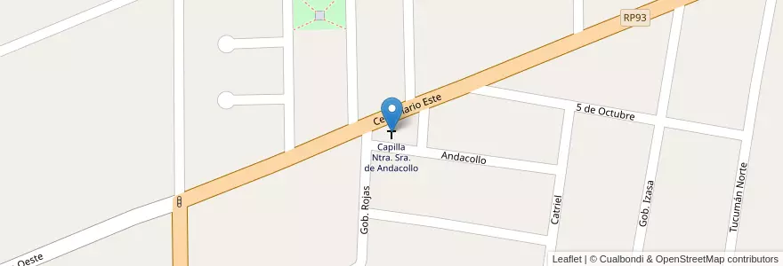 Mapa de ubicacion de Capilla Ntra. Sra. de Andacollo en Argentina, San Juan, Cile, Chimbas.