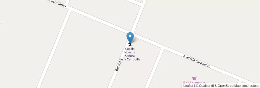 Mapa de ubicacion de Capilla Nuestra Señora de la Carrodilla en Argentinië, Chili, Mendoza, Distrito Las Paredes, Departamento San Rafael.
