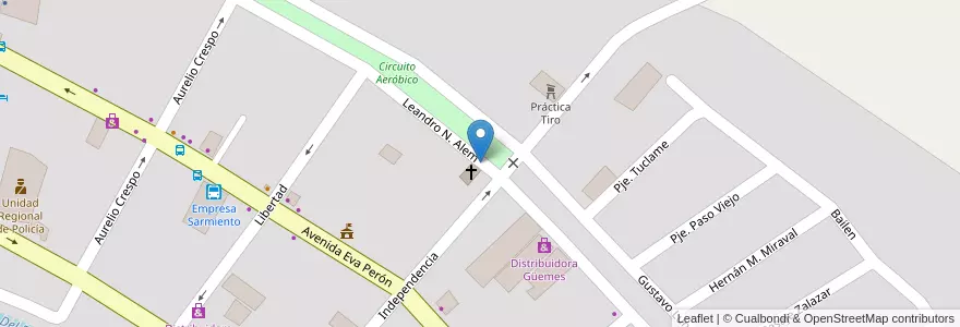 Mapa de ubicacion de Capilla Nuestra Señora de la Merced en アルゼンチン, コルドバ州, Departamento Cruz Del Eje, Municipio De Cruz Del Eje, Pedanía Cruz Del Eje, Cruz Del Eje.
