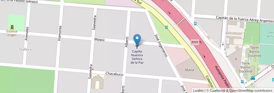 Mapa de ubicacion de Capilla Nuestra Señora de la Paz en Аргентина, Буэнос-Айрес, Partido De Campana.
