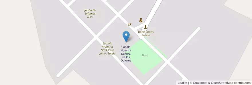 Mapa de ubicacion de Capilla Nuestra Señora de los Dolores en アルゼンチン, チャコ州, Departamento Veinticinco De Mayo, Municipio De Machagai, Colonia Aborigen Chaco.