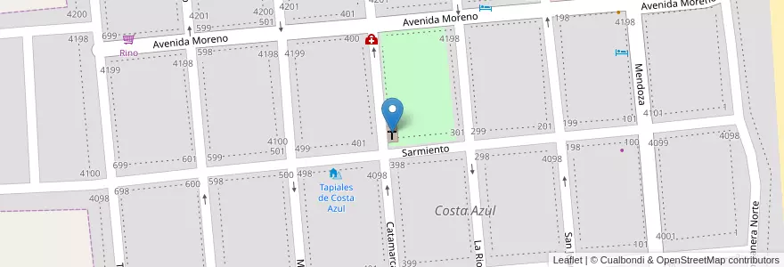 Mapa de ubicacion de Capilla Nuestra Señora de Lourdes en Argentinië, Partido De La Costa, Costa Azul.