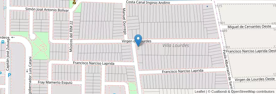 Mapa de ubicacion de Capilla Nuestra Señora de Lourdes en Argentina, San Juan, Chile, Rivadavia.