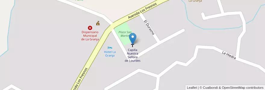 Mapa de ubicacion de Capilla Nuestra Señora de Lourdes en الأرجنتين, Córdoba, Departamento Colón, Pedanía San Vicente, Municipio De La Granja.