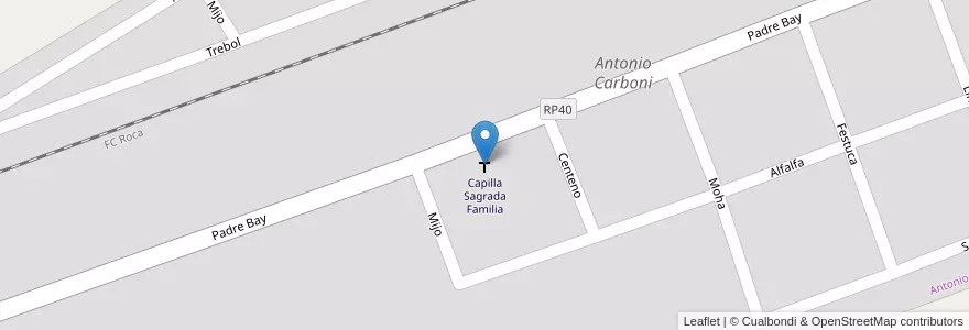 Mapa de ubicacion de Capilla Sagrada Familia en الأرجنتين, بوينس آيرس, Partido De Lobos, Cuartel Antonio Carboni, Antonio Carboni.