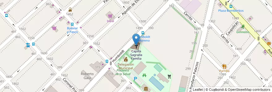 Mapa de ubicacion de Capilla Sagrada Familia en アルゼンチン, ブエノスアイレス州, Partido De La Matanza, Ramos Mejía.