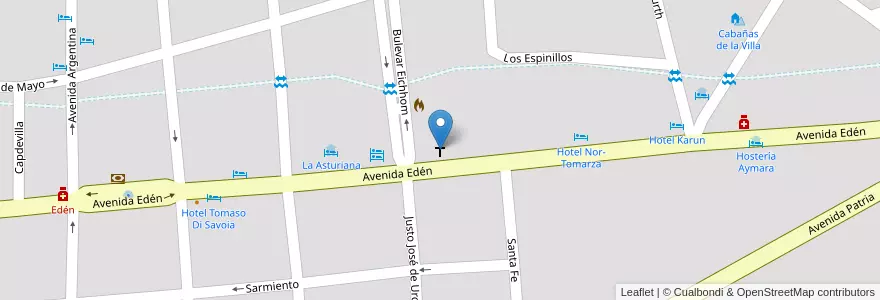 Mapa de ubicacion de Capilla Sagrado Corazón en Argentina, Córdoba, Departamento Punilla, Pedanía San Antonio, Municipio De La Falda.