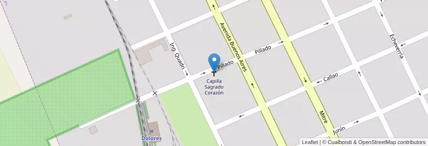 Mapa de ubicacion de Capilla Sagrado Corazón en Arjantin, Buenos Aires, Partido De Dolores, Dolores.