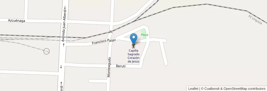 Mapa de ubicacion de Capilla Sagrado Corazón de Jesús en アルゼンチン, コリエンテス州, Departamento Curuzú Cuatiá, Municipio De Curuzú Cuatiá.