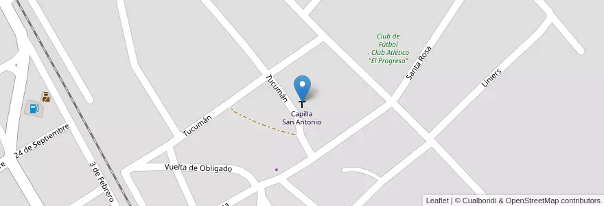 Mapa de ubicacion de Capilla San Antonio en Arjantin, Córdoba, Departamento Cruz Del Eje, Municipio De Cruz Del Eje, Pedanía Cruz Del Eje, Cruz Del Eje.