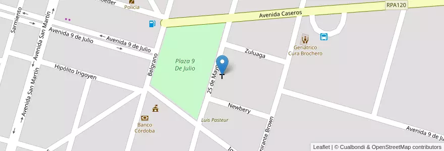 Mapa de ubicacion de Capilla San Antonio en Argentina, Córdoba, Departamento Presidente Roque Sáenz Peña, Pedanía La Amarga, Municipio De Melo, Melo.