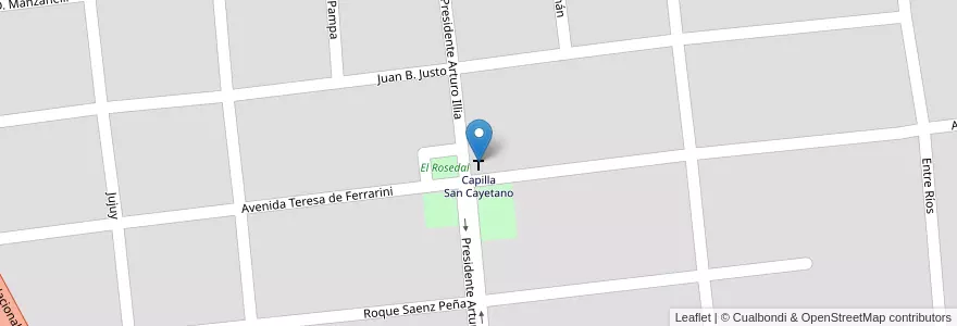 Mapa de ubicacion de Capilla San Cayetano en 아르헨티나, Córdoba, Departamento Punilla, Pedanía San Antonio, Municipio De La Falda.