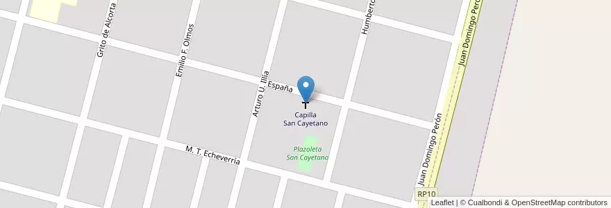 Mapa de ubicacion de Capilla San Cayetano en Argentina, Córdoba, Departamento Presidente Roque Sáenz Peña, Pedanía La Amarga, Municipio De General Levalle, General Levalle.