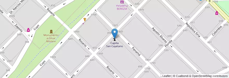 Mapa de ubicacion de Capilla San Cayetano en آرژانتین, استان بوئنوس آیرس, Partido De Bahía Blanca, Bahía Blanca.