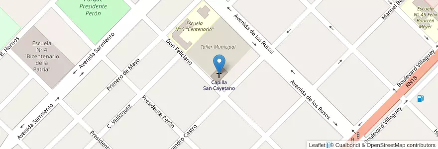 Mapa de ubicacion de Capilla San Cayetano en الأرجنتين, إنتري ريوس, Departamento San Salvador, Distrito Arroyo Grande, San Salvador.