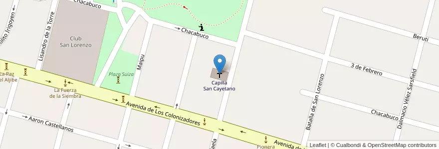 Mapa de ubicacion de Capilla San Cayetano en Arjantin, Santa Fe, Departamento Las Colonias, Municipio De Esperanza, Esperanza.